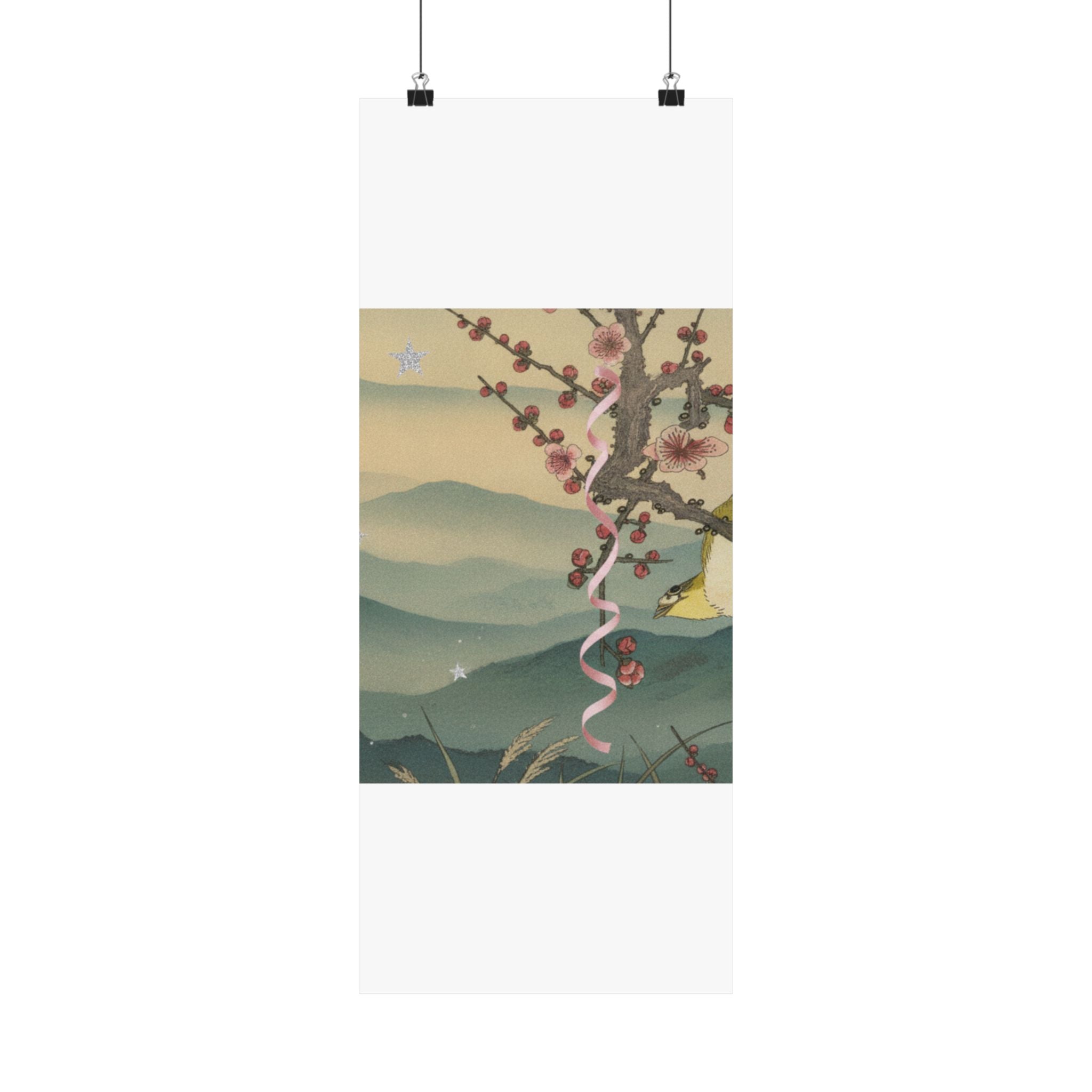 Scenic Nature — Bush Warbler On A Plum Branch (Ume Ni Uguisu) — Matte Poster