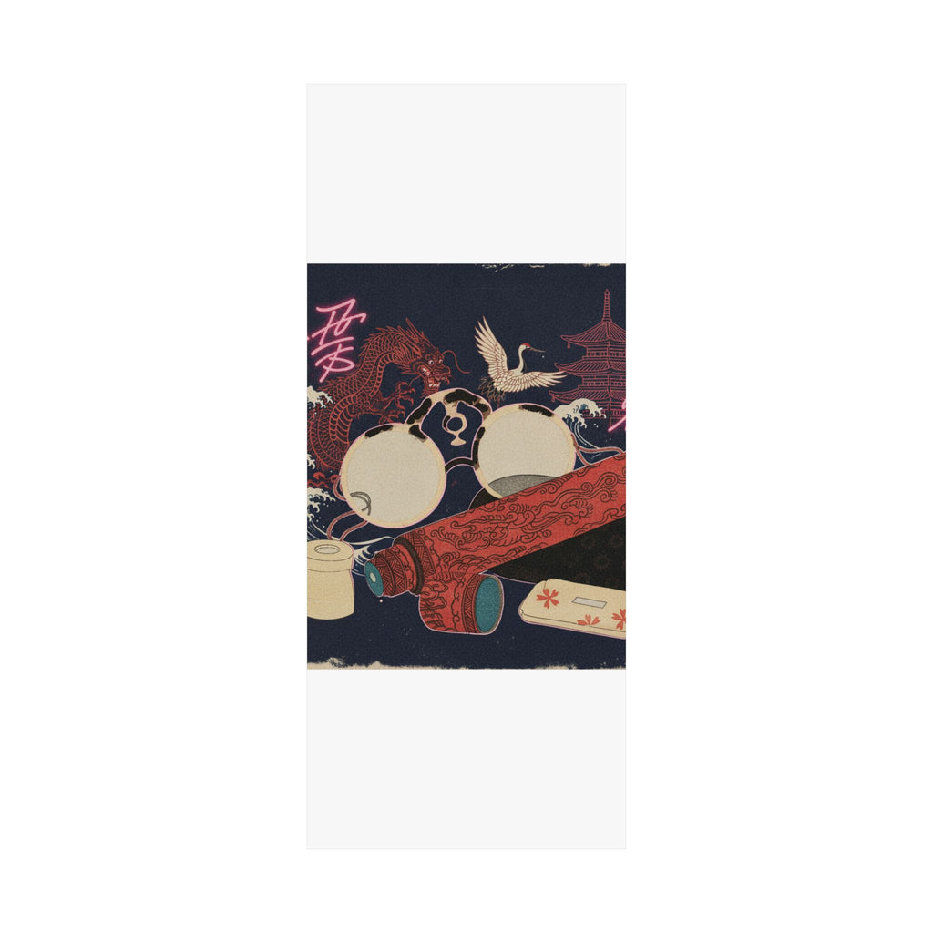 Japanese Street — Spectacles And Telescope With Cases — Matte Poster