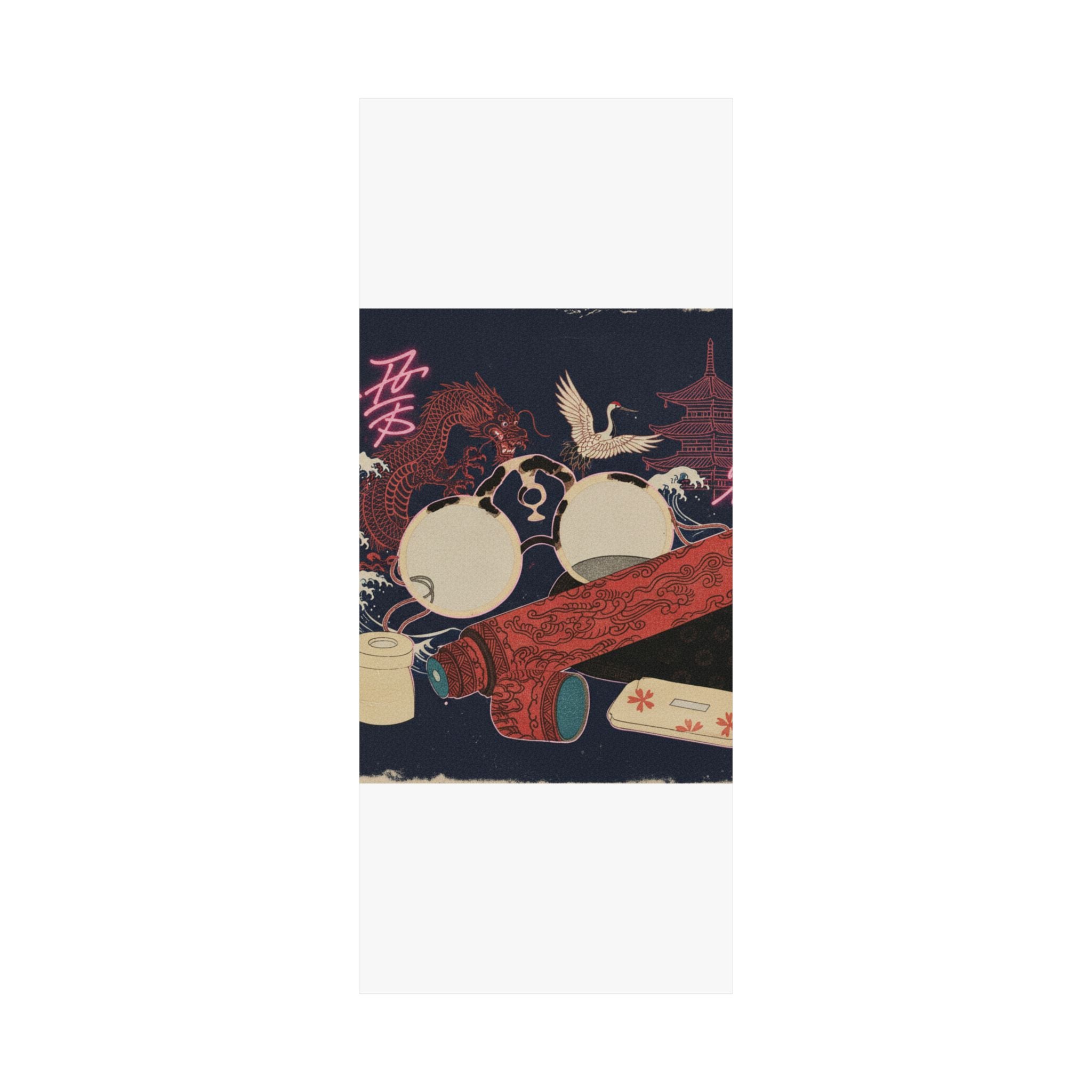 Japanese Street — Spectacles And Telescope With Cases — Matte Poster
