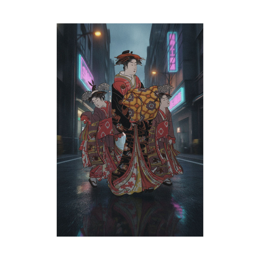 Fast Furious — An Oiran Accompanied By Two Kamuro — Matte Poster