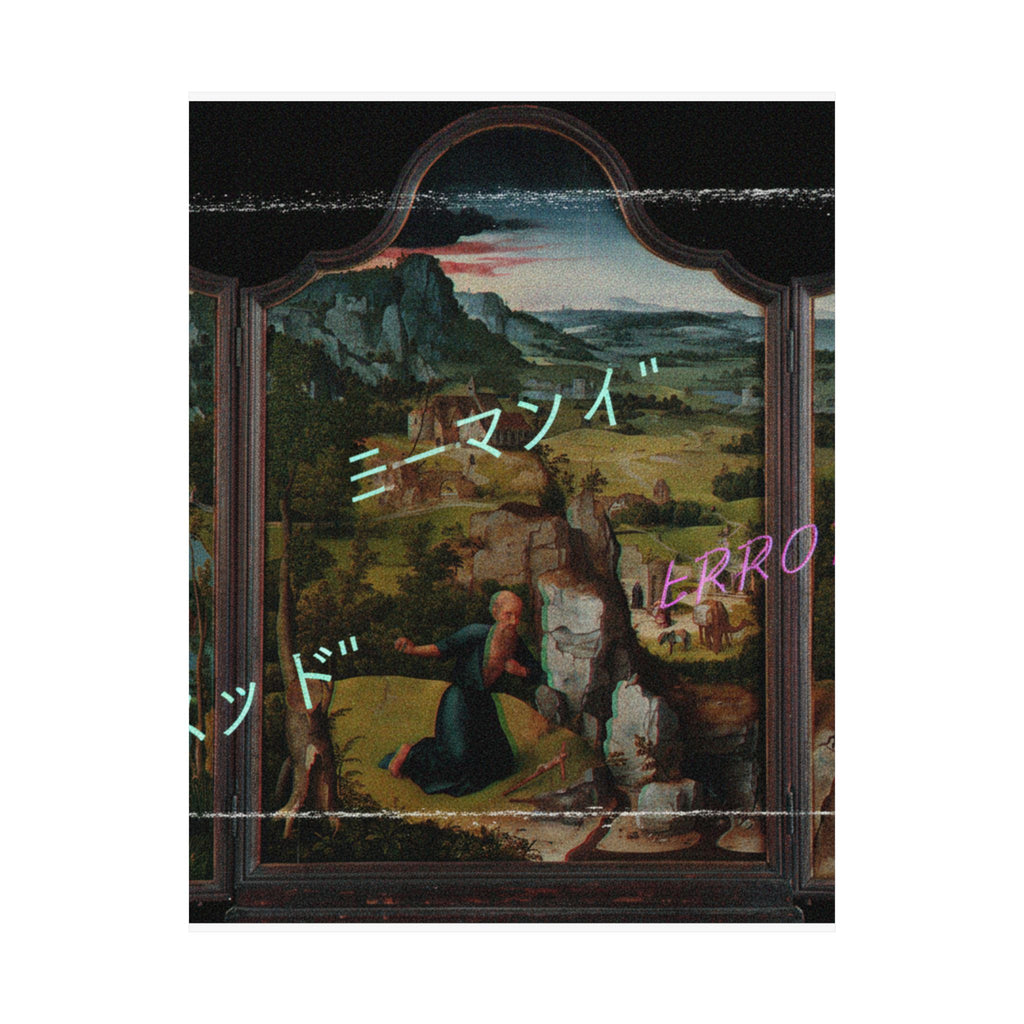 Glitched Renaissance Triptych Vaporwave ERROR Matte Poster