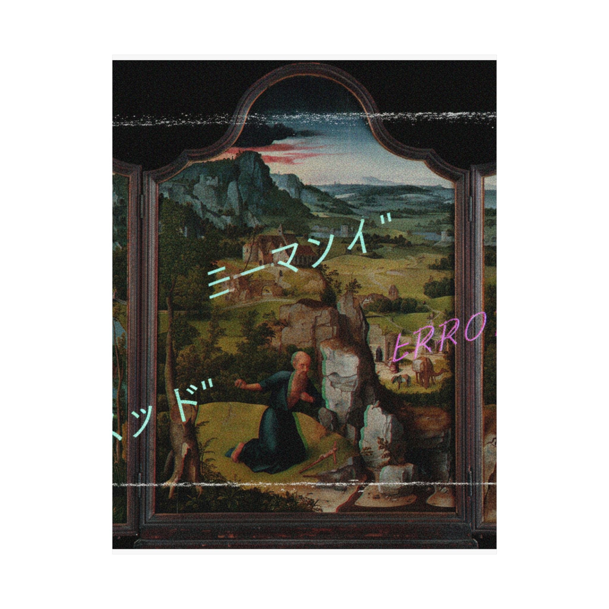 Glitched Renaissance Triptych Vaporwave ERROR Matte Poster
