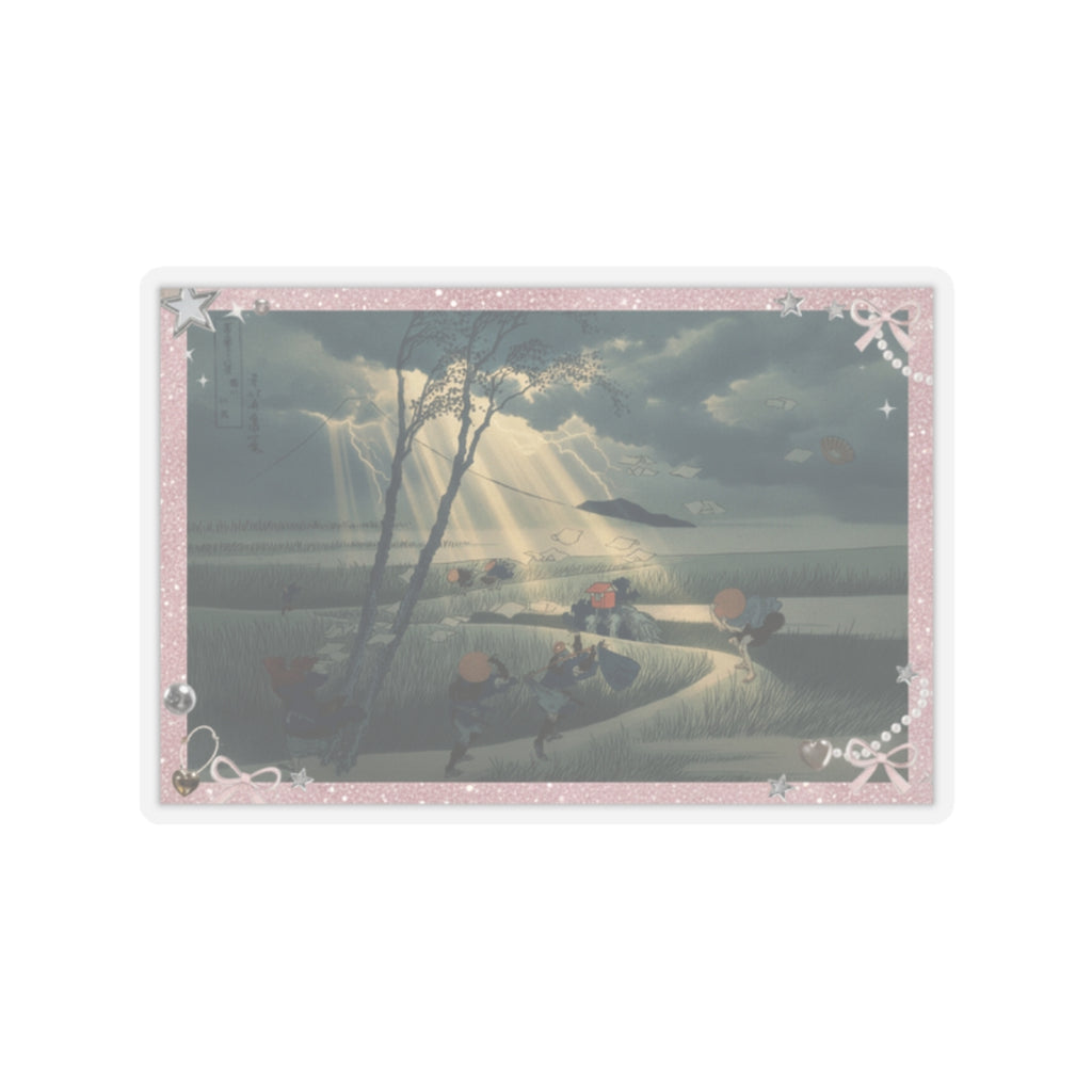 Dramatic Storm — Ejiri In Suruga Province (Sunshū Ejiri), From The Series Thirty-Six Views Of Mou — Kiss-Cut Sticker