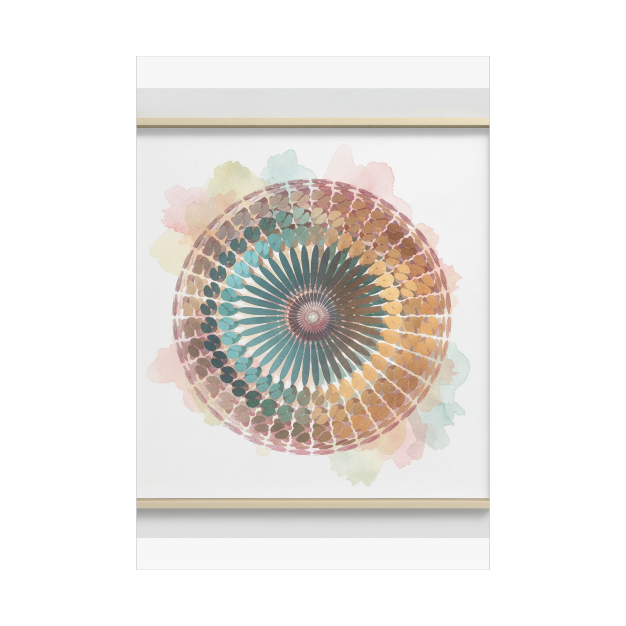 Terracotta and Teal Watercolour Spiral Mandala Poster