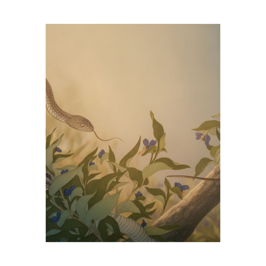 Scenic Nature — Rat Snake (Hebi); Lizard Or Skink (Tokage), From The Picture Book Of Crawling Cr — Matte Poster