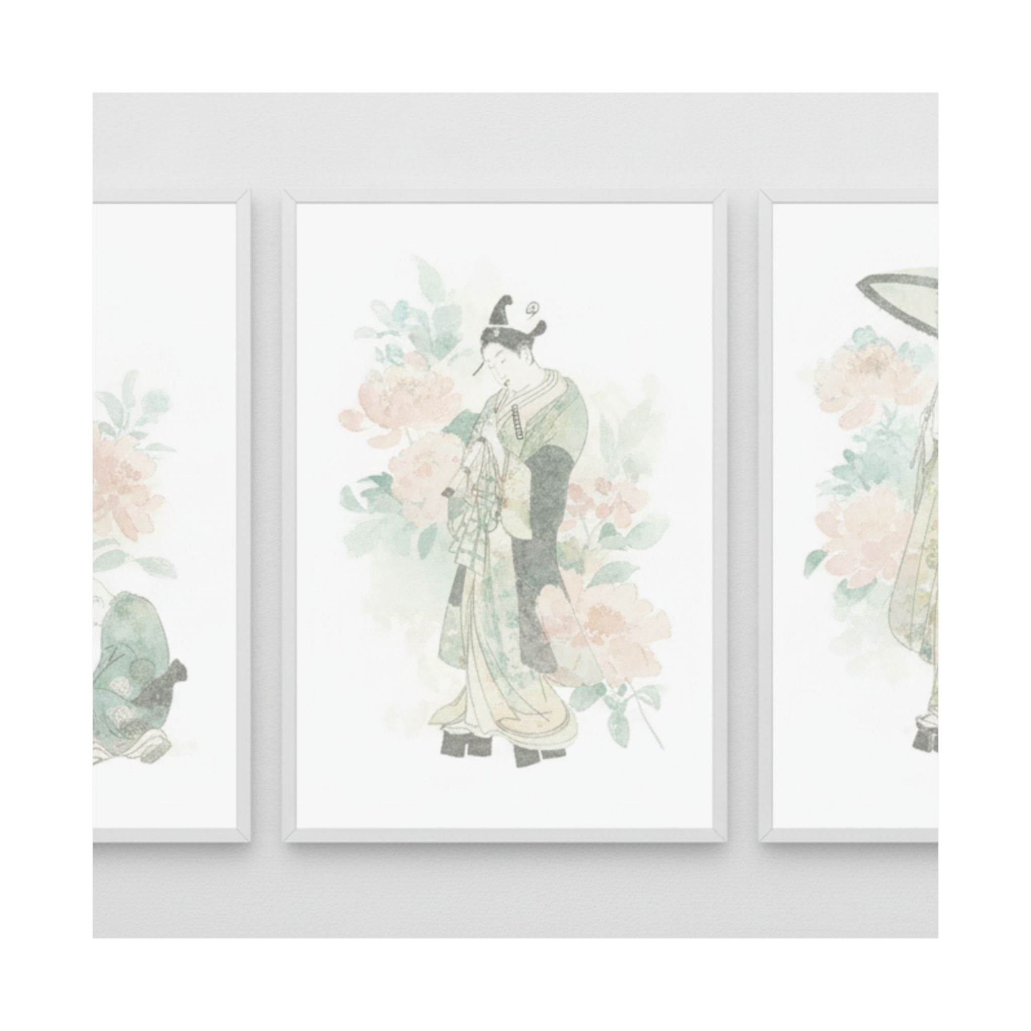 Watercolor — Tripytych Of Young Men — Matte Poster