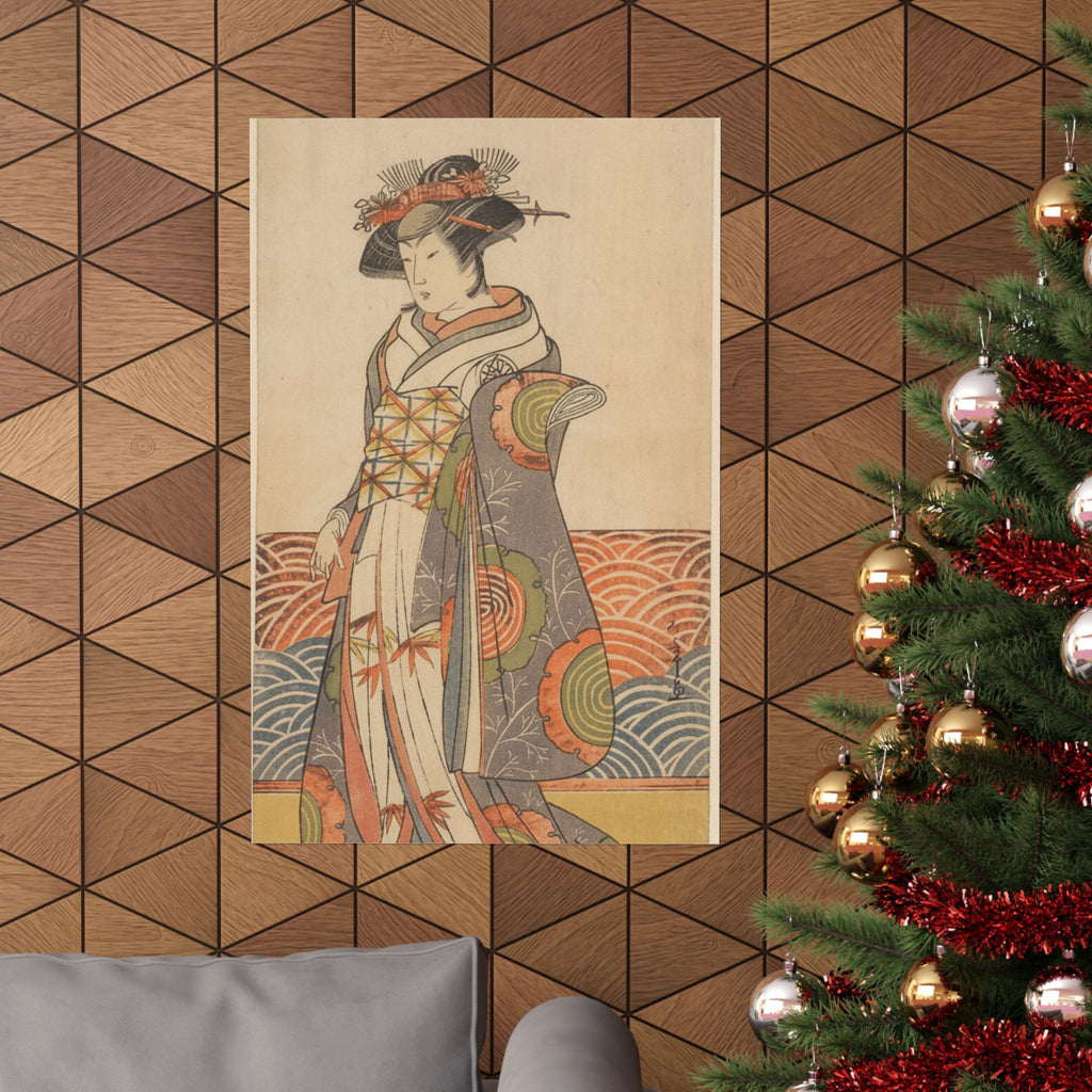 Product Marketing — The Third Segawa Kikunojo As A Woman Standing In A Room Having A Wave-Pattern Da — Matte Poster
