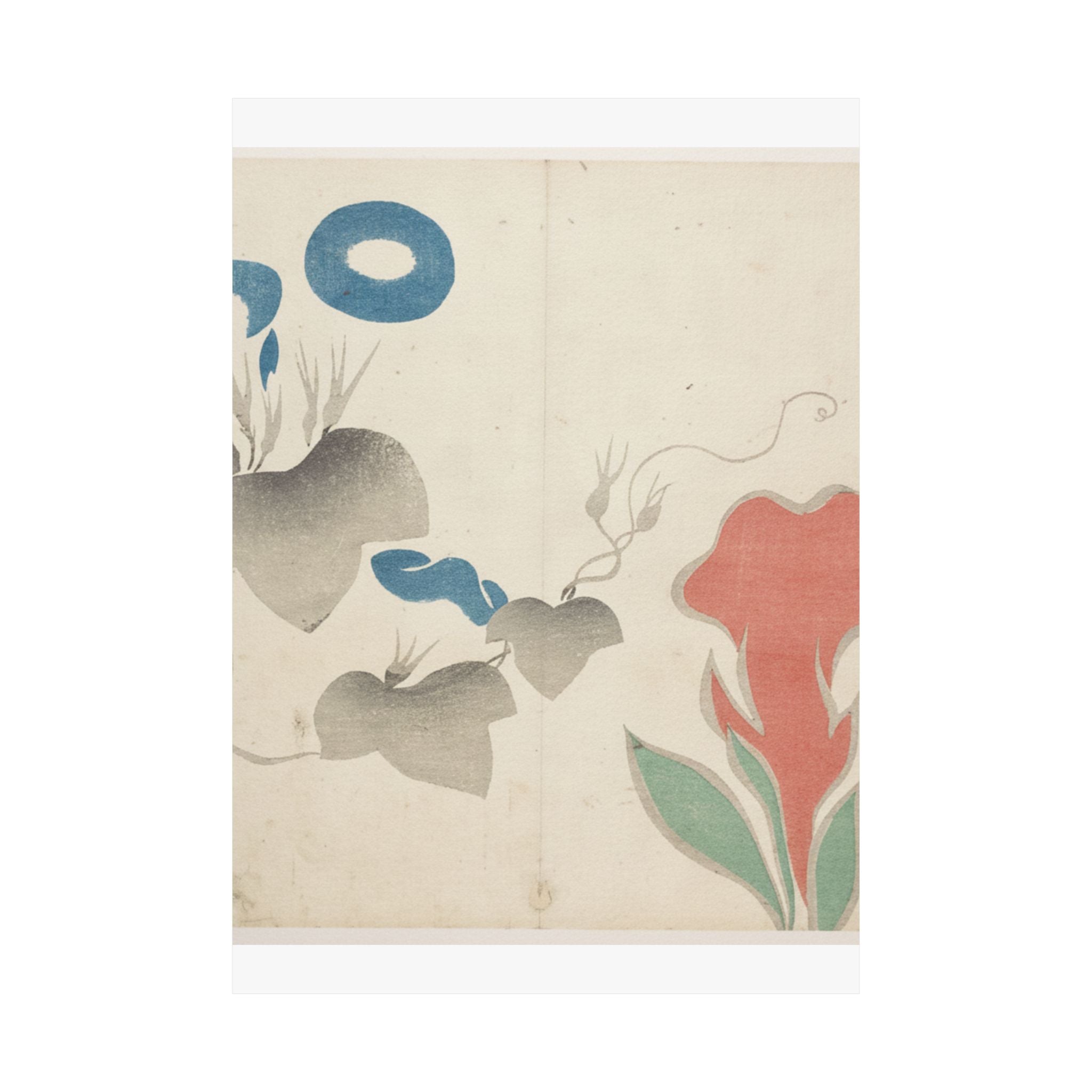 Watercolor — Design Of Morning–Glory And Other Flowers — Matte Poster