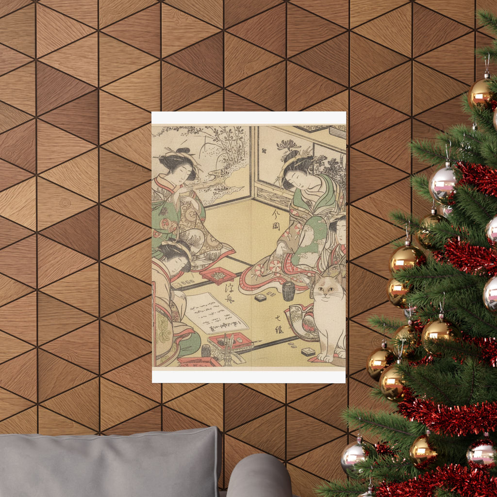 Botanical — Four Oiran Of The House Called Kadokana-Ya Playing The Game Of Ko-Awase (Incense — Matte Poster