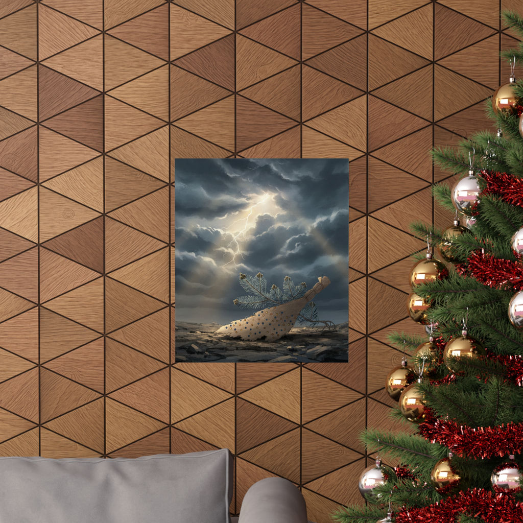 Dramatic Storm — Young Pine Tree And Jeweled Broom — Matte Poster