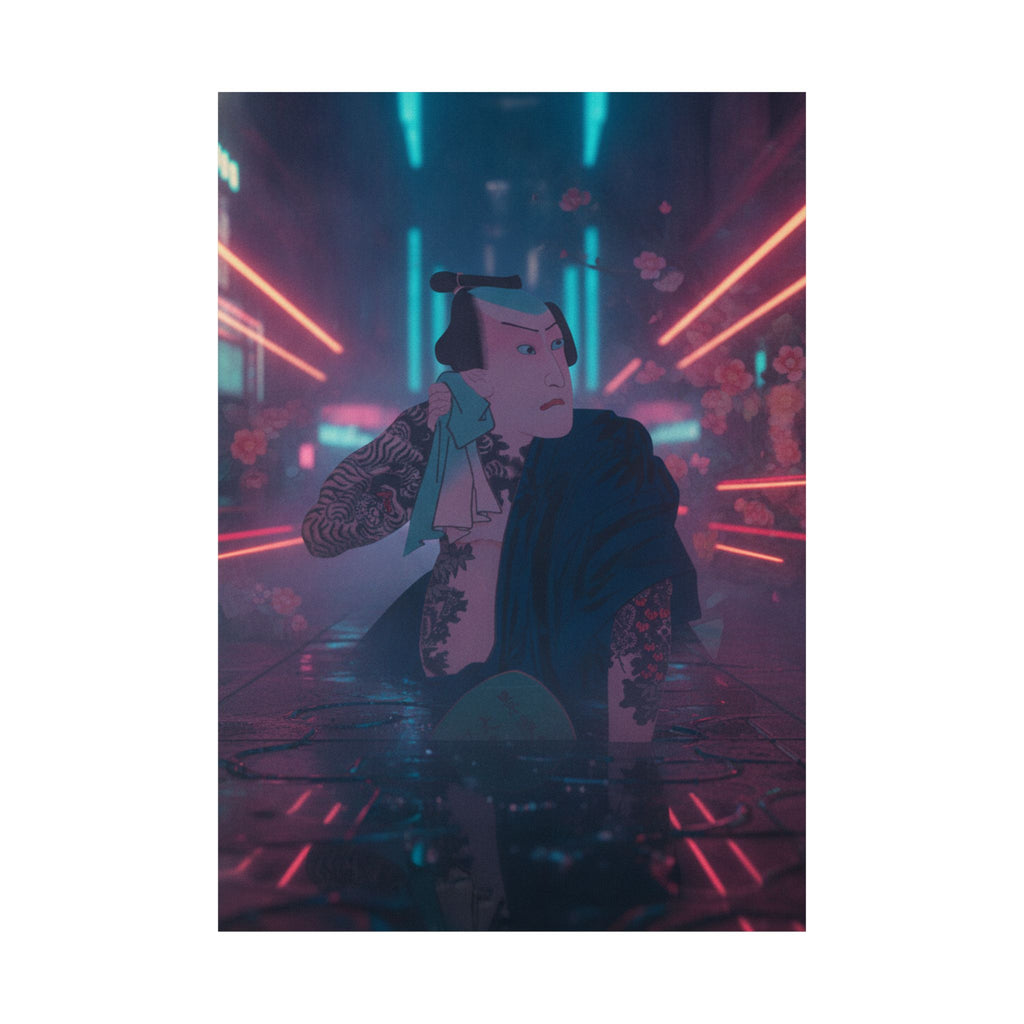 Neon Noir — The Actor Kawarazaki Gonjūrō I As Ude No Kisaburō, Likened To Wu Song The Asceti — Matte Poster