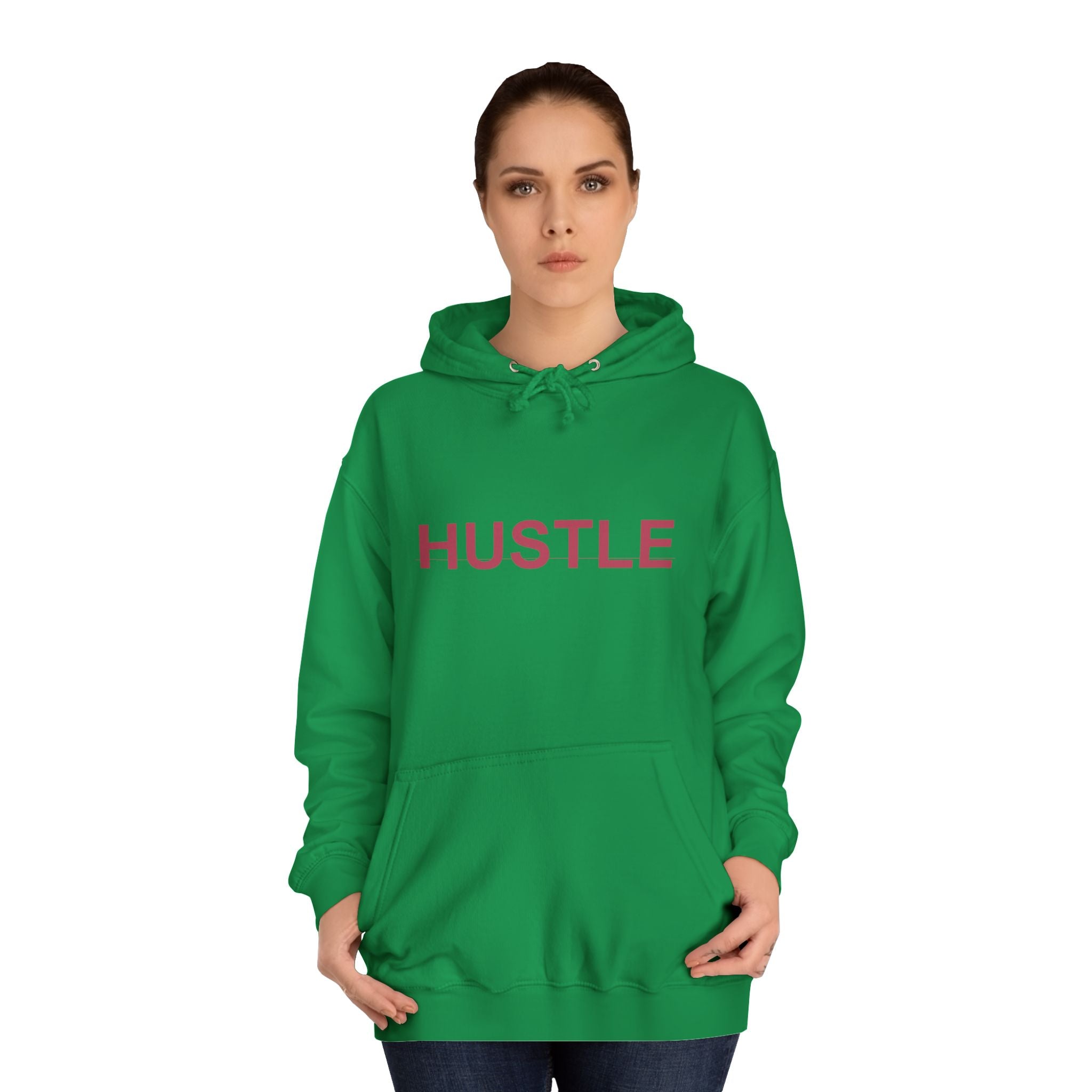 HUSTLE Bold Crimson Minimal Typography Hoodie