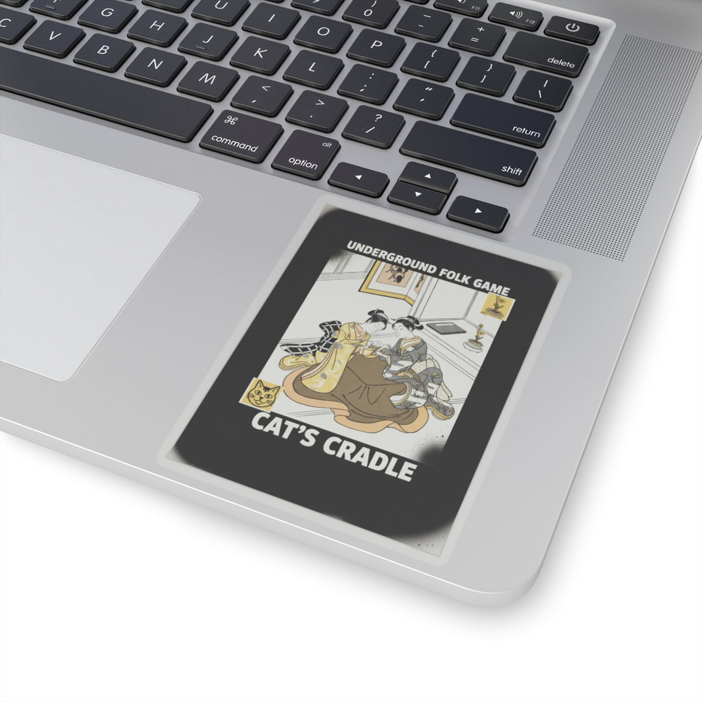 Streetwear Collage — Two Young Women Seated By A Kotatsu Playing Cat'S Cradle — Kiss-Cut Sticker