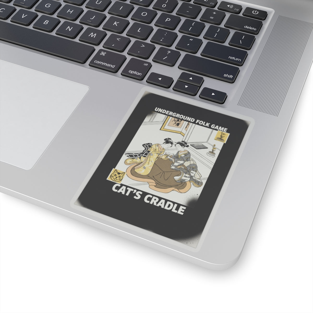 Streetwear Collage — Two Young Women Seated By A Kotatsu Playing Cat'S Cradle — Kiss-Cut Sticker