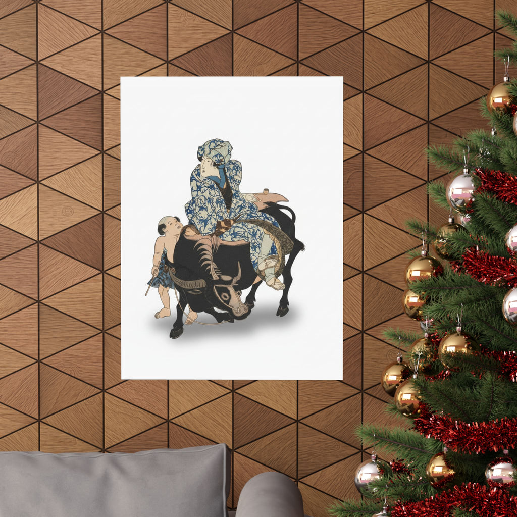 Ecommerce Main — Roshungi (Chinese, Lu Zhunyi) As A Woman With A Pipe Riding On A Buffalo — Matte Poster