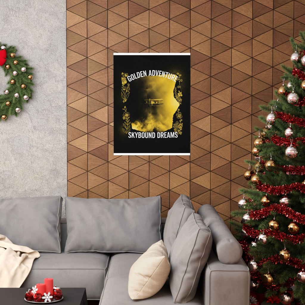 Golden Adventure Skybound Dreams Biplane Art Poster