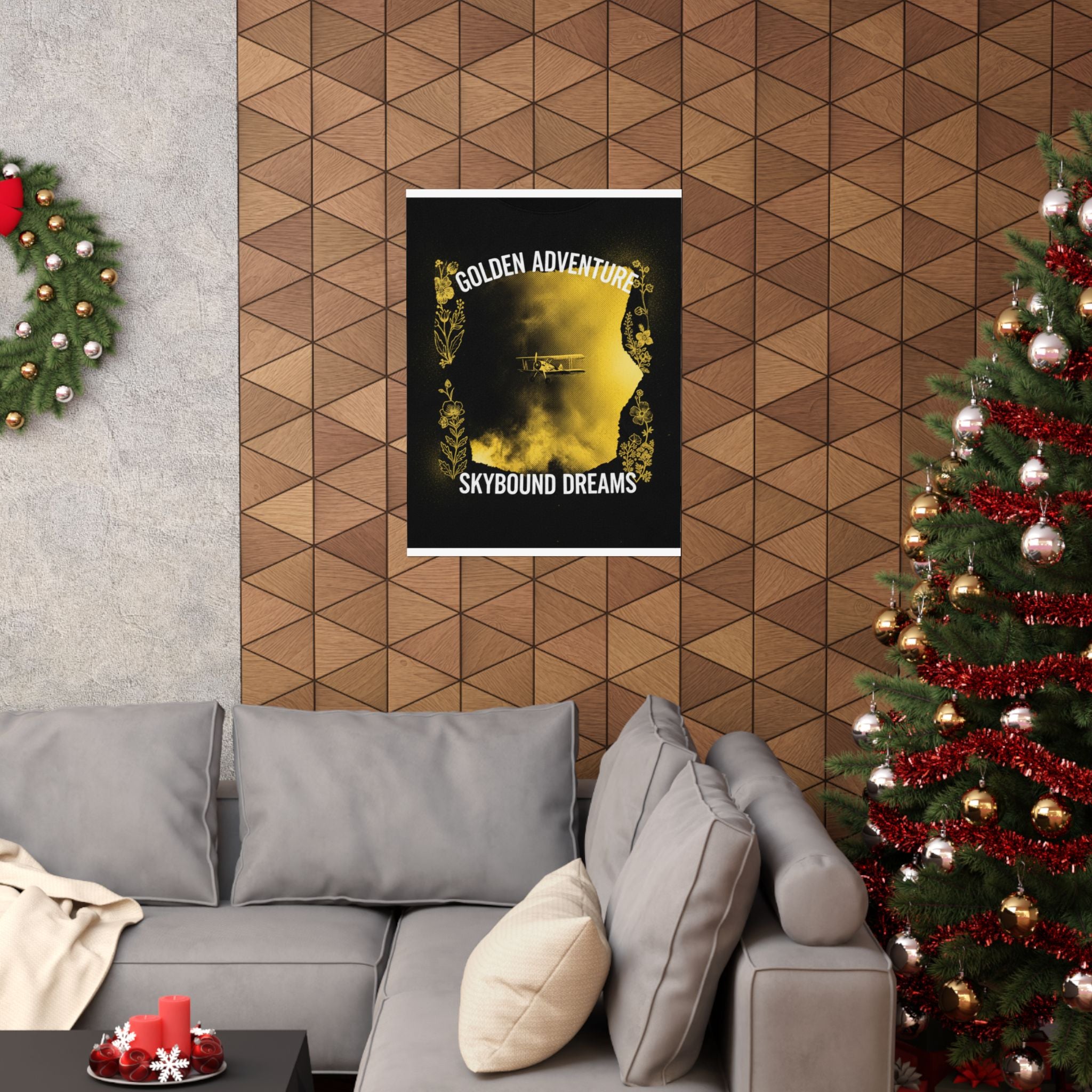 Golden Adventure Skybound Dreams Biplane Art Poster