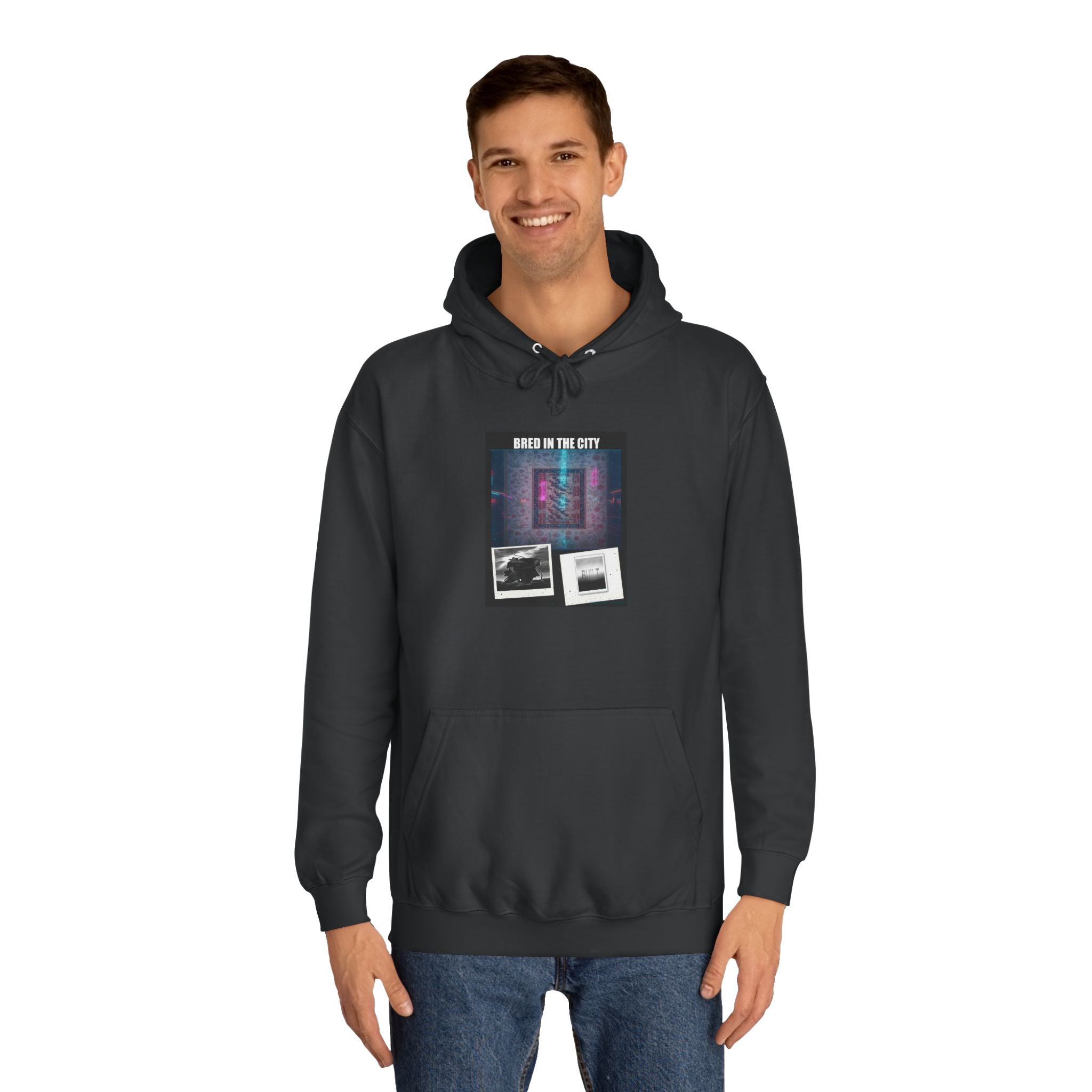 BRED IN THE CITY Purple Neon Collage Hoodie
