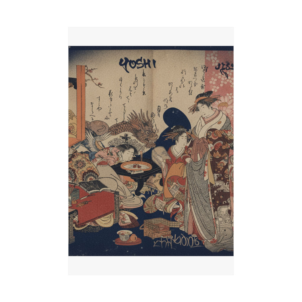 Japanese Street — A New Record Comparing The Handwriting Of The Courtesans Of The Yoshiwara (Yoshi — Matte Poster