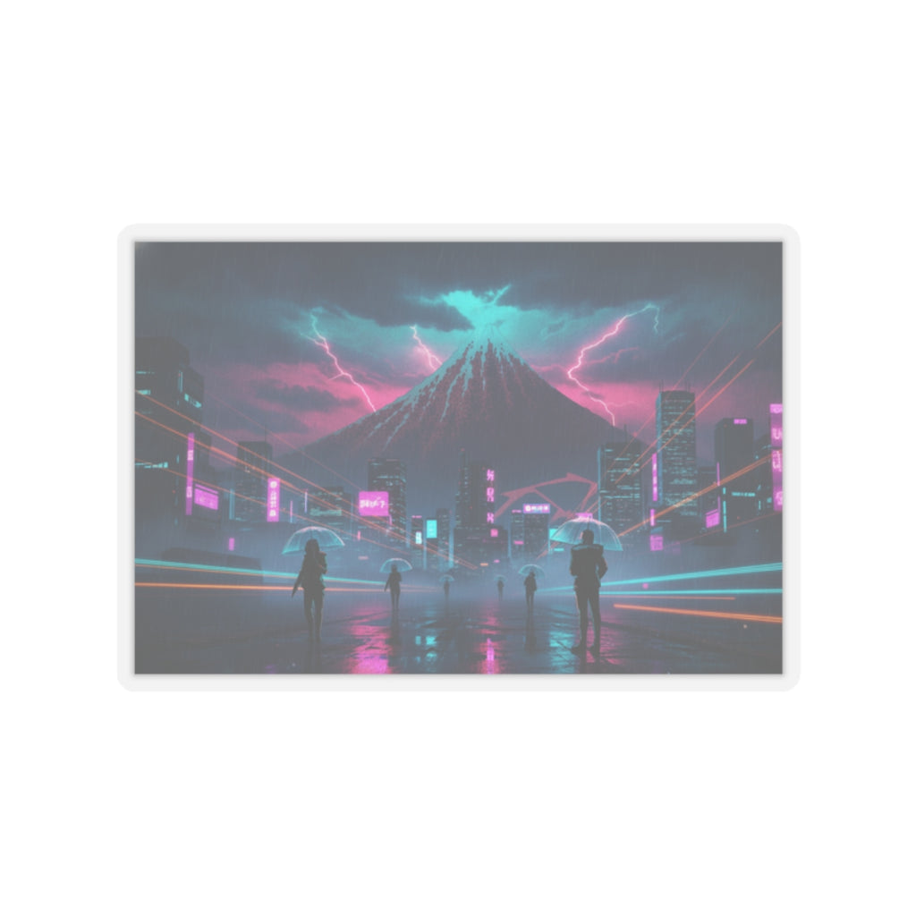 Neon Noir — Storm Below Mount Fuji (Sanka No Haku U), From The Series Thirty-Six Views Of Mo — Kiss-Cut Sticker