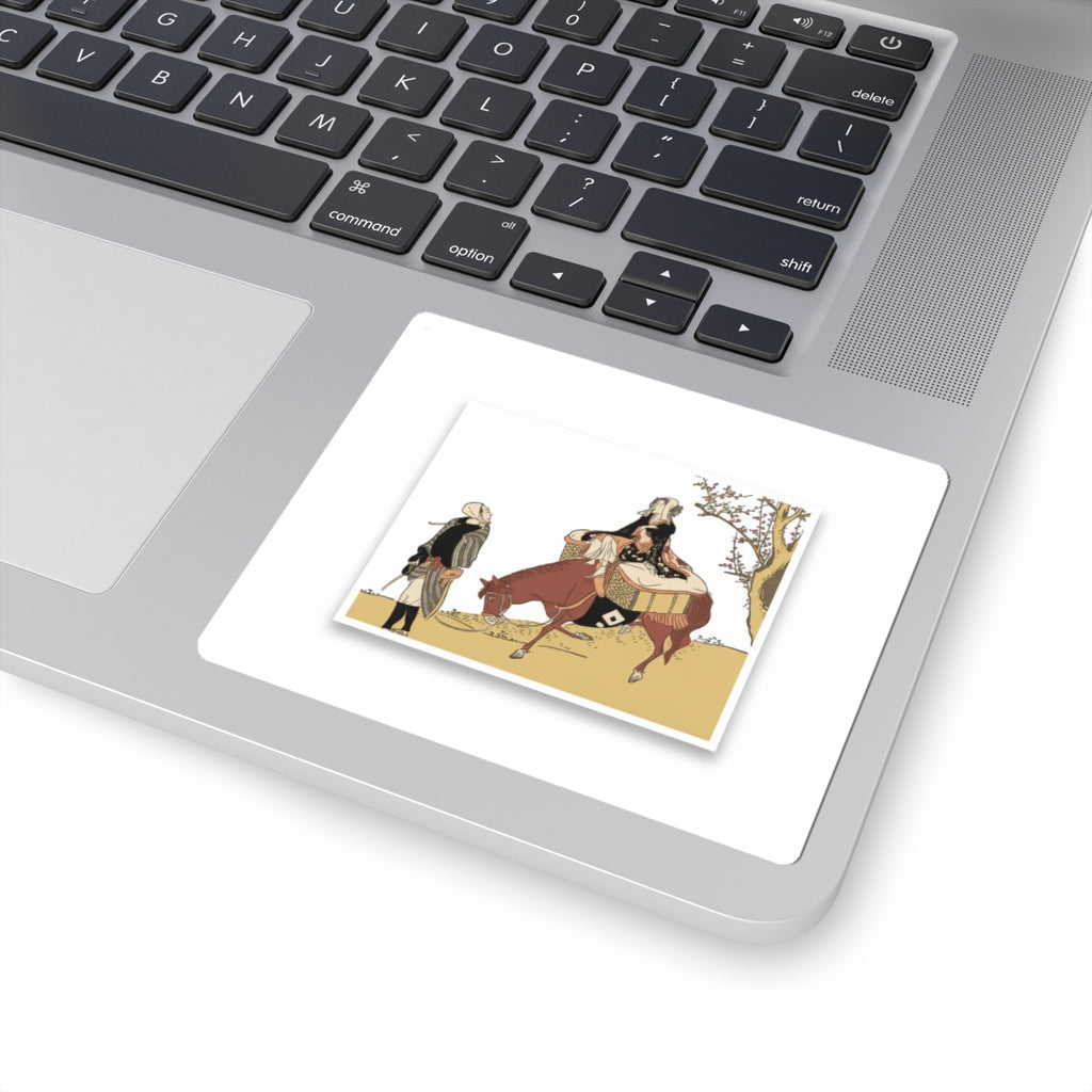 Ecommerce Main — Version Of Legend Of Michizane: Woman Riding Ox Which A Man Is Leading — Kiss-Cut Sticker