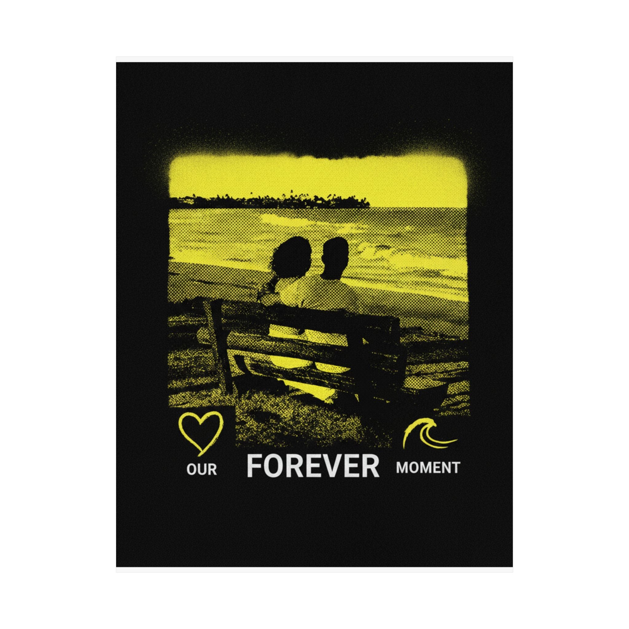 Our Forever Moment Beach Sunset Couple Yellow Matte Poster