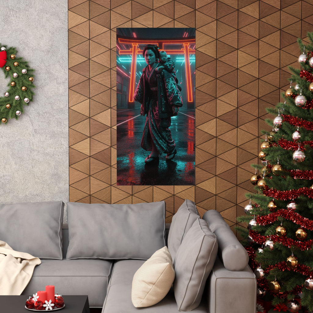 Fast Furious — A Woman Carrying A Child On Her Back Near The Entrance To A Temple — Matte Poster