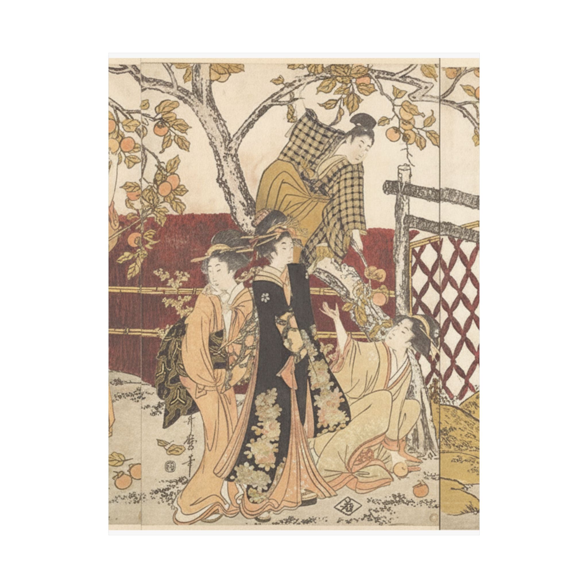 Botanical — Picking Persimmons (Kaki-Mogi) — Matte Poster