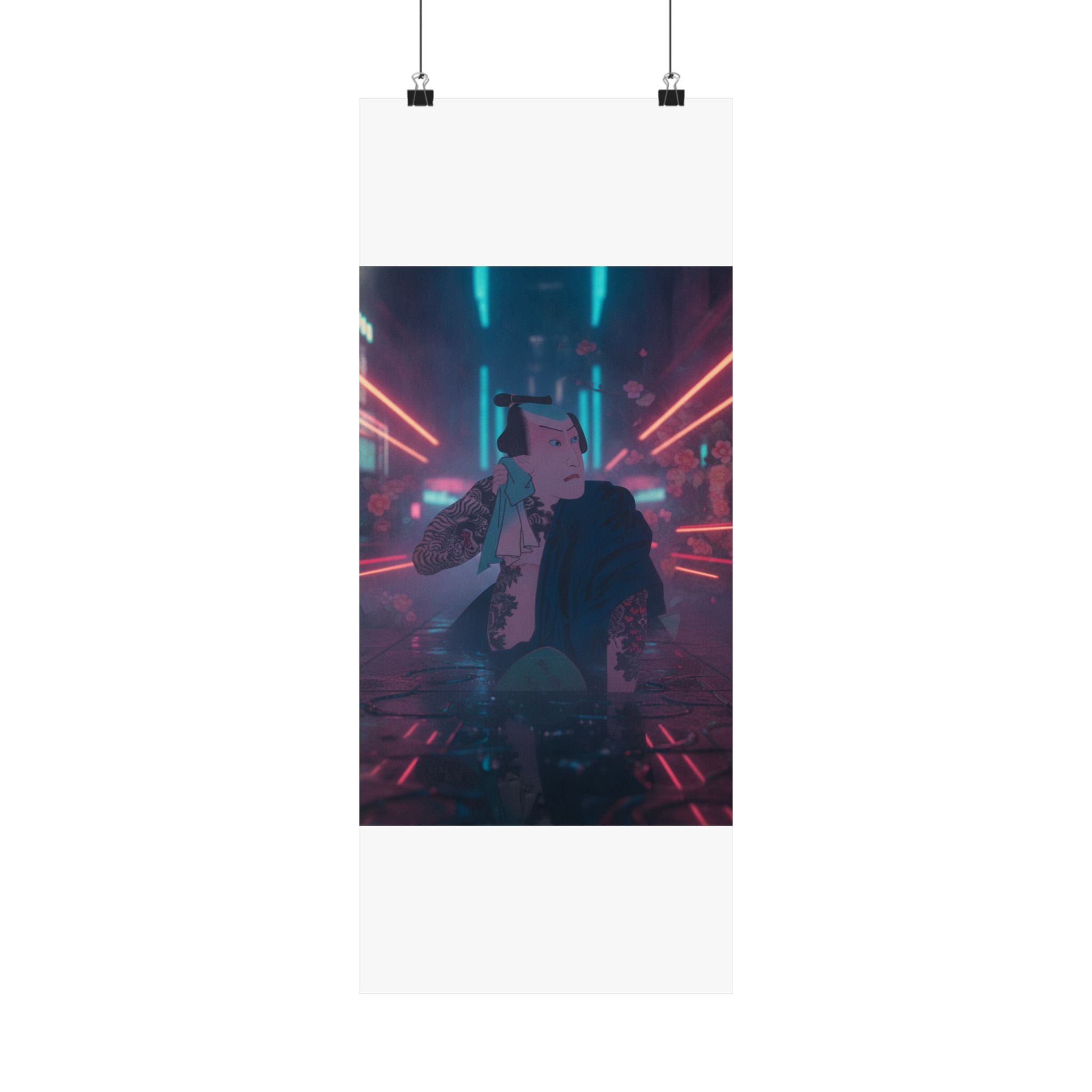 Neon Noir — The Actor Kawarazaki Gonjūrō I As Ude No Kisaburō, Likened To Wu Song The Asceti — Matte Poster
