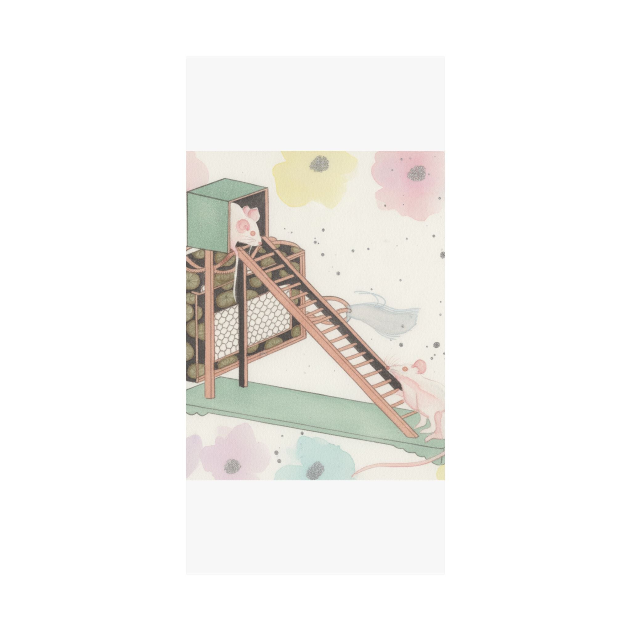 Watercolor — White Mice Playing — Matte Poster