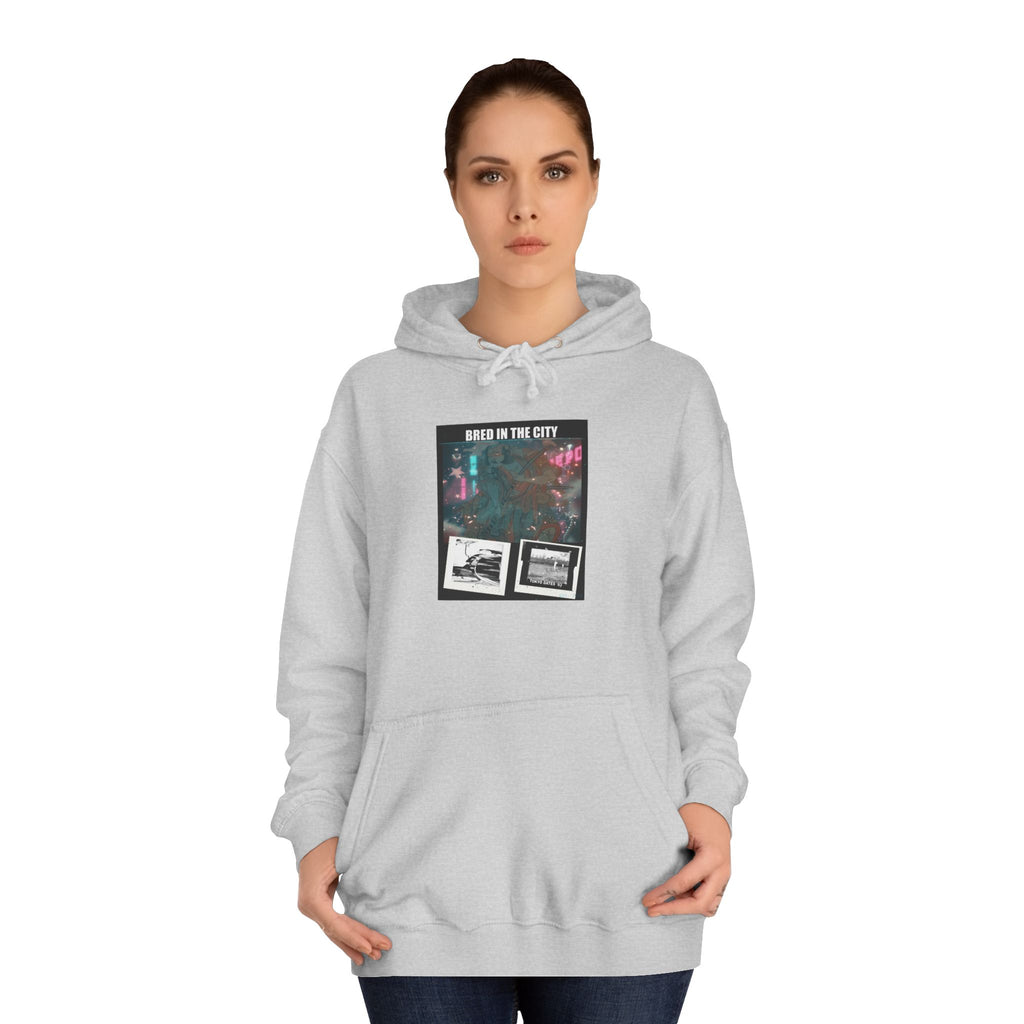 Bred In The City Neon Car Polaroid Collage Hoodie
