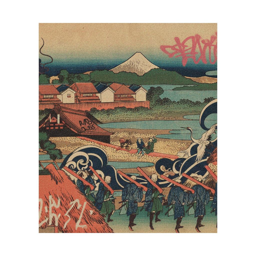 Japanese Street — Fuji Seen In The Distance From Senju Pleasure Quarter (Senju Kagai Yori Chōbō No — Matte Poster