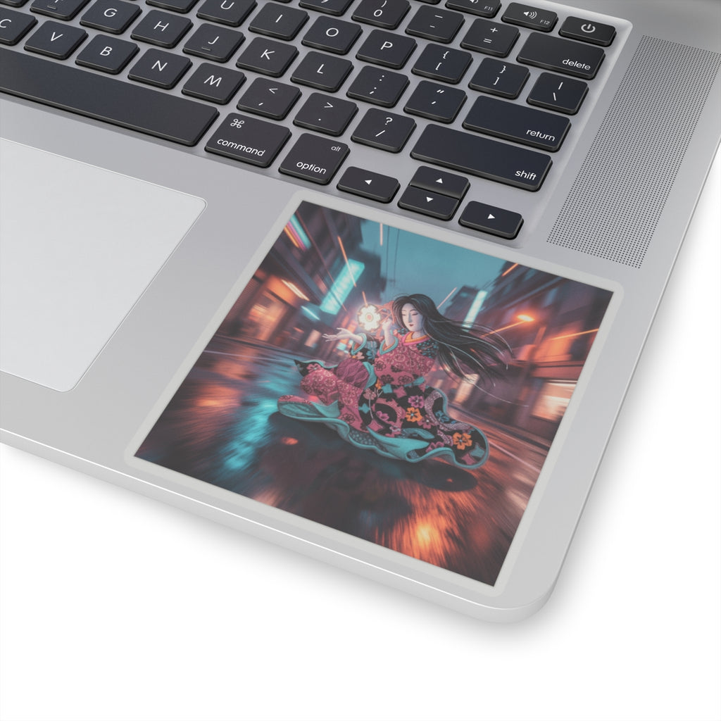 Fast Furious — Woman Playing The Tsuzumi — Kiss-Cut Sticker