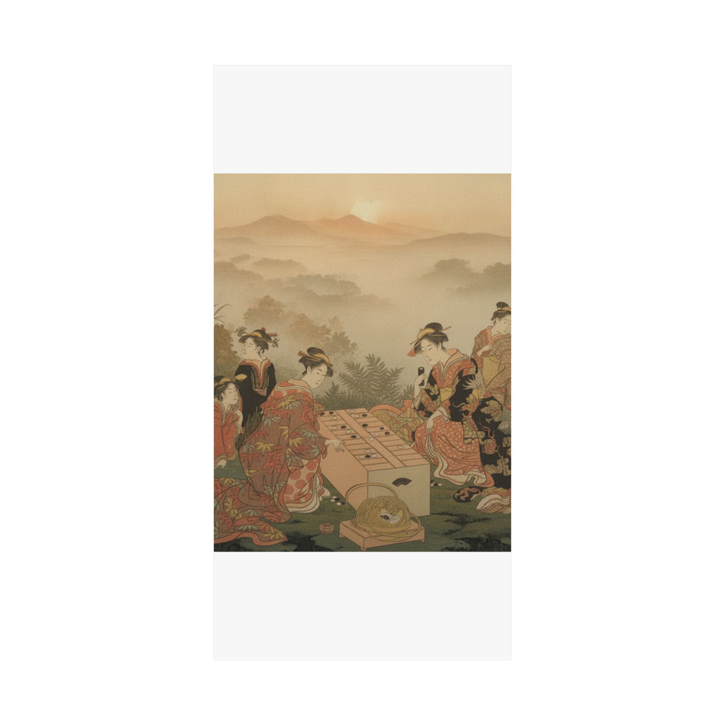 Scenic Nature — Two Young Women Playing A Game Of Sugoroku — Matte Poster
