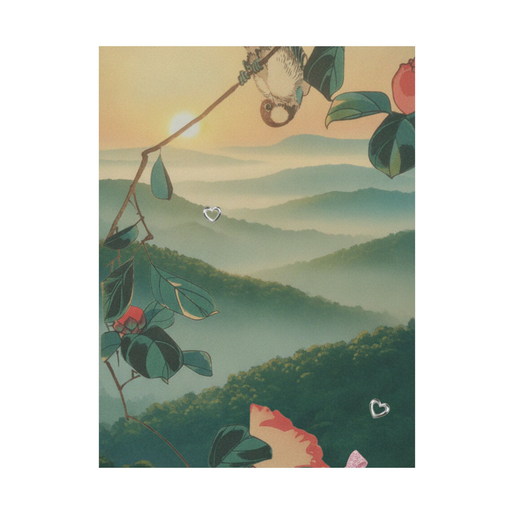 Scenic Nature — Camellia And Bullfinch — Matte Poster