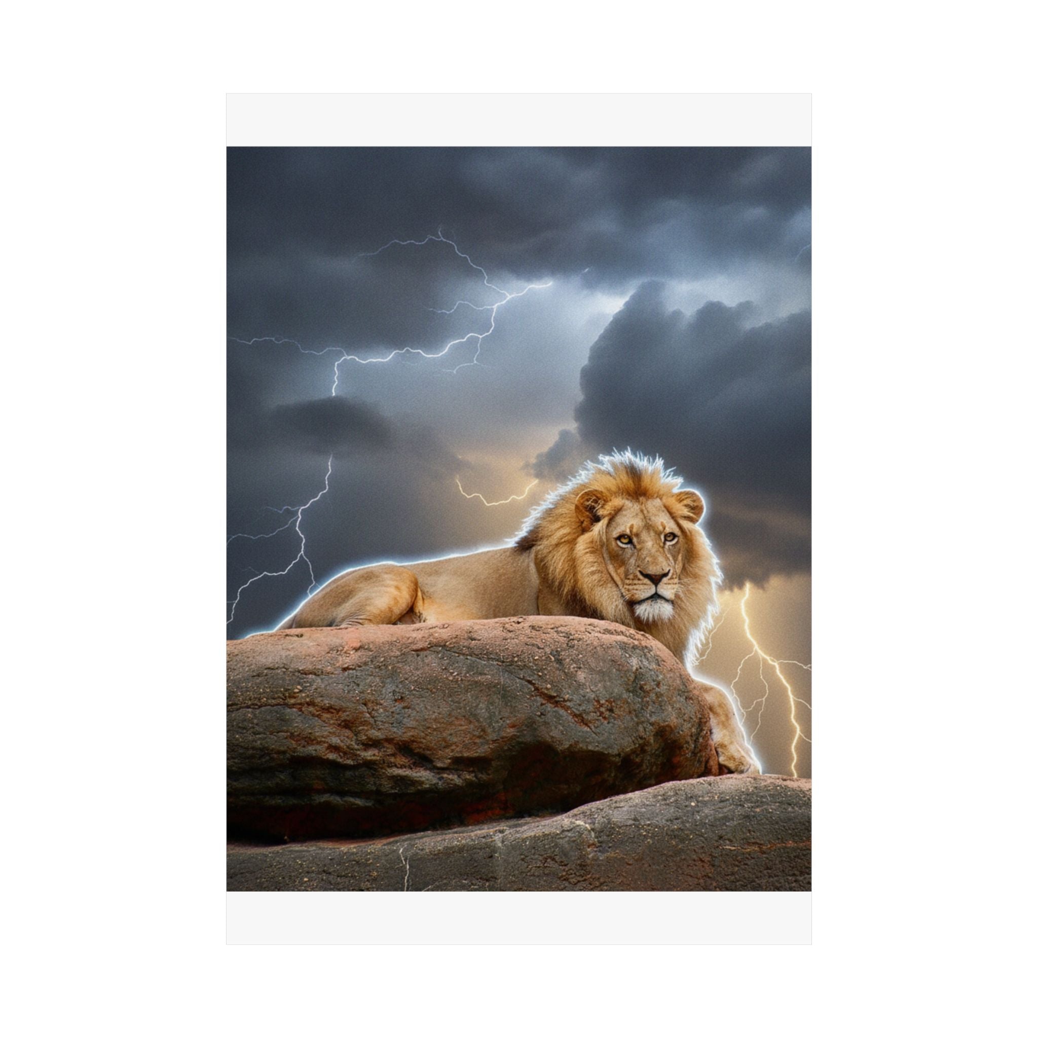 Dramatic Storm — Lion — Matte Poster