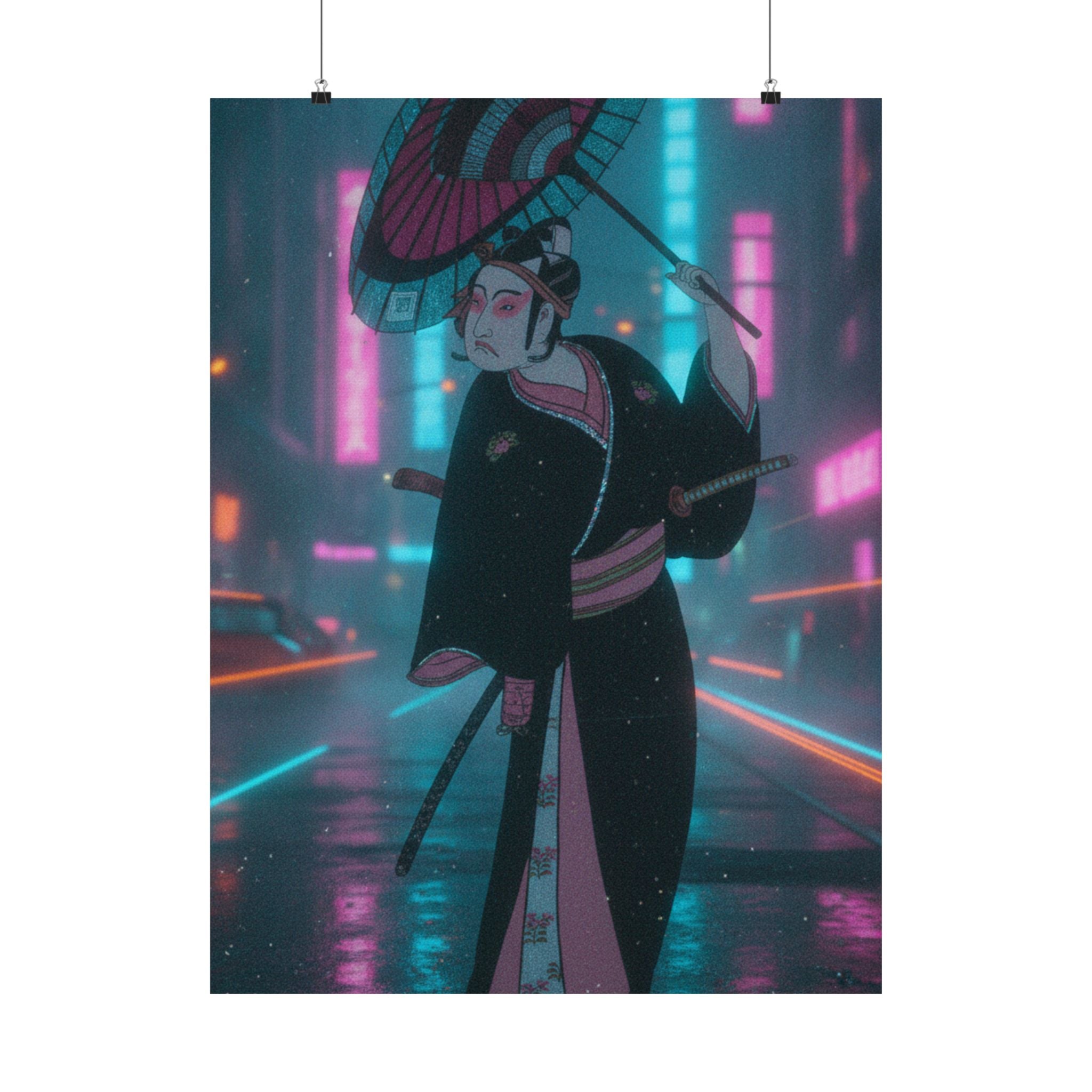 Neon Noir — The Third Ichikawa Yaozo In The Role Of The Otokodate Sukeroku — Matte Poster