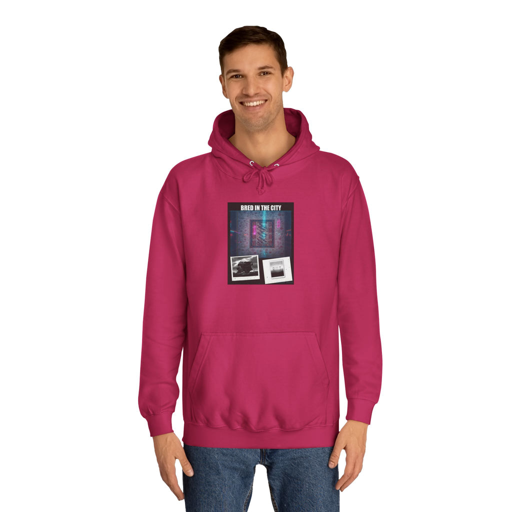 BRED IN THE CITY Purple Neon Collage Hoodie