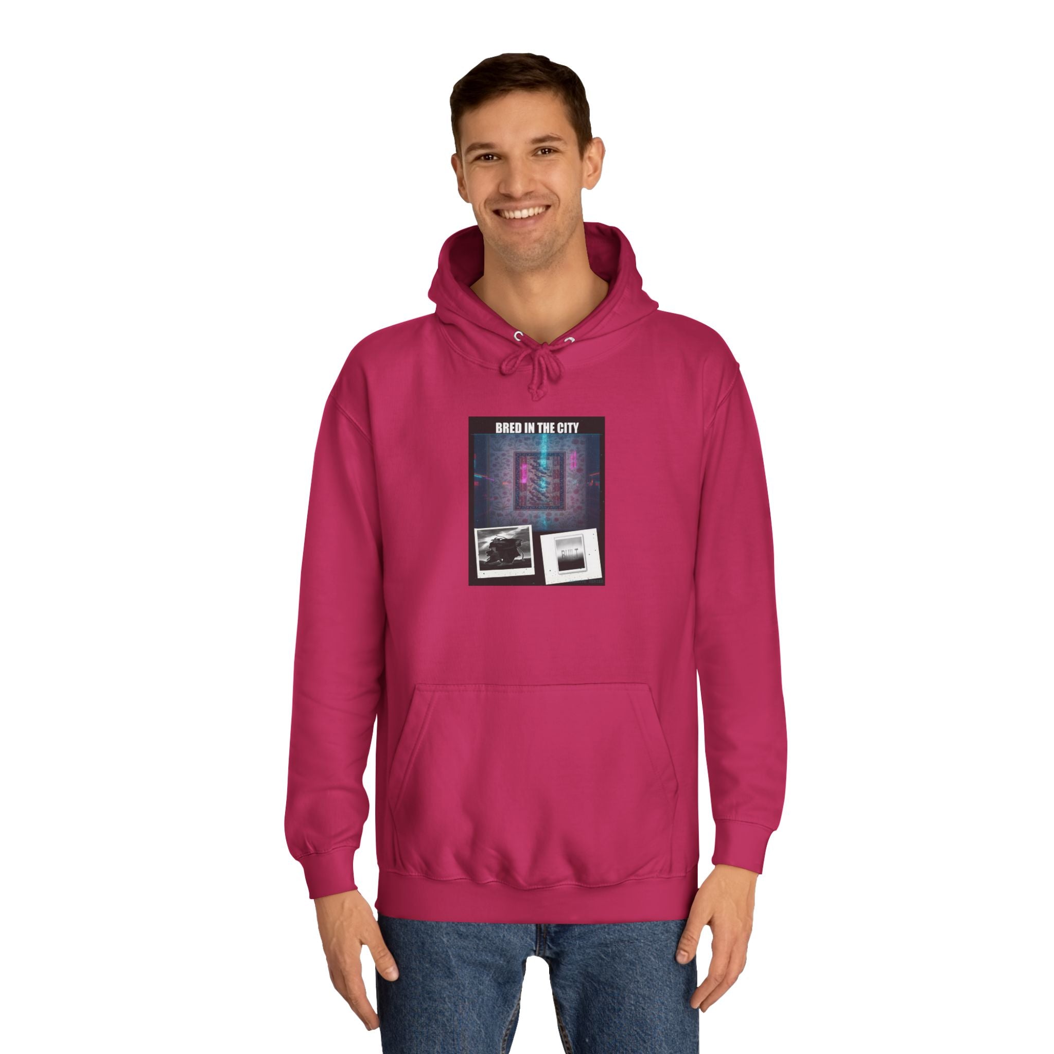 BRED IN THE CITY Purple Neon Collage Hoodie