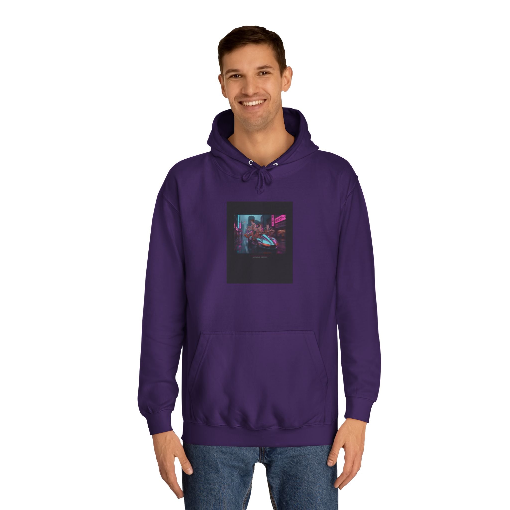 Neon Cyberpunk Street Racer Nightscape Hoodie