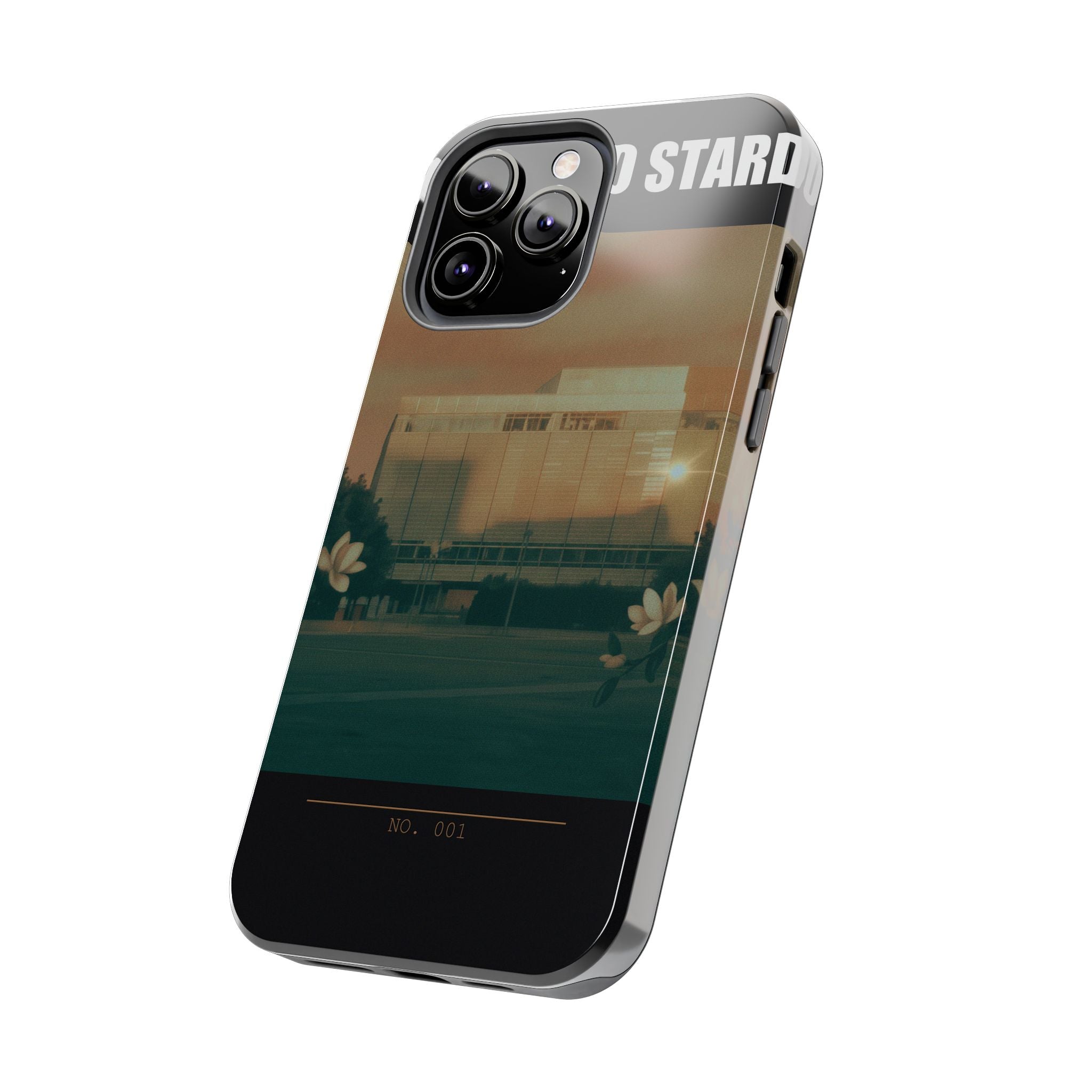 Dusk Brutalist Building and Daisies Photo Phone Case