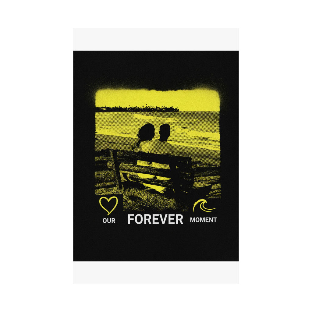 Our Forever Moment Beach Sunset Couple Yellow Matte Poster