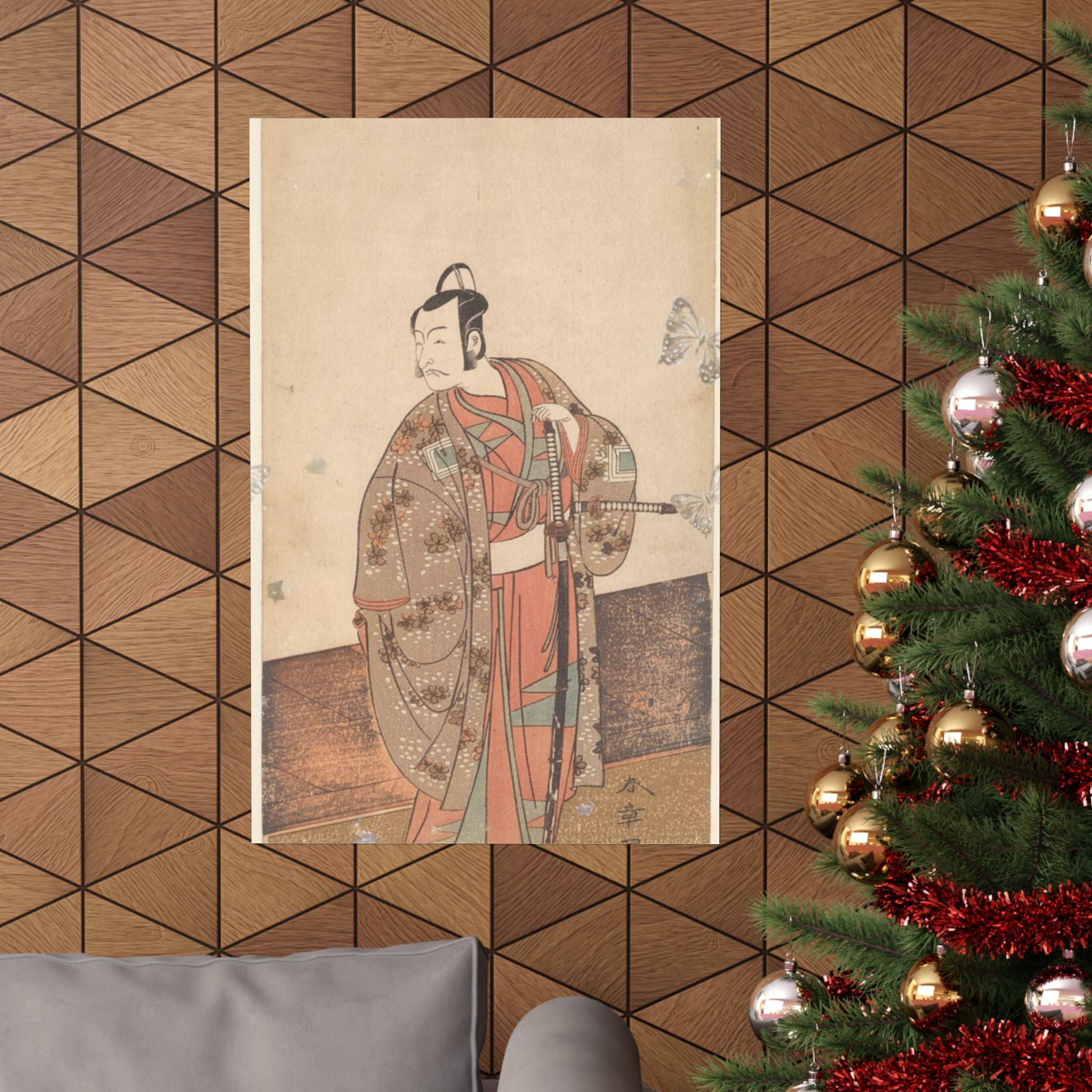Ecommerce Main — The Actor Ichikawa Danjuro V Standing Inside Of A House And In Front Of An Engaw — Matte Poster