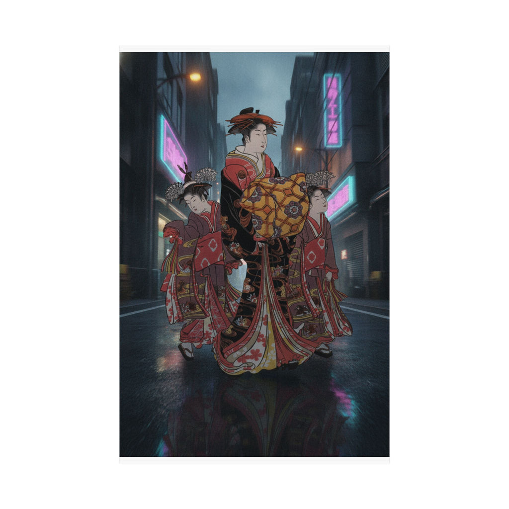 Fast Furious — An Oiran Accompanied By Two Kamuro — Matte Poster