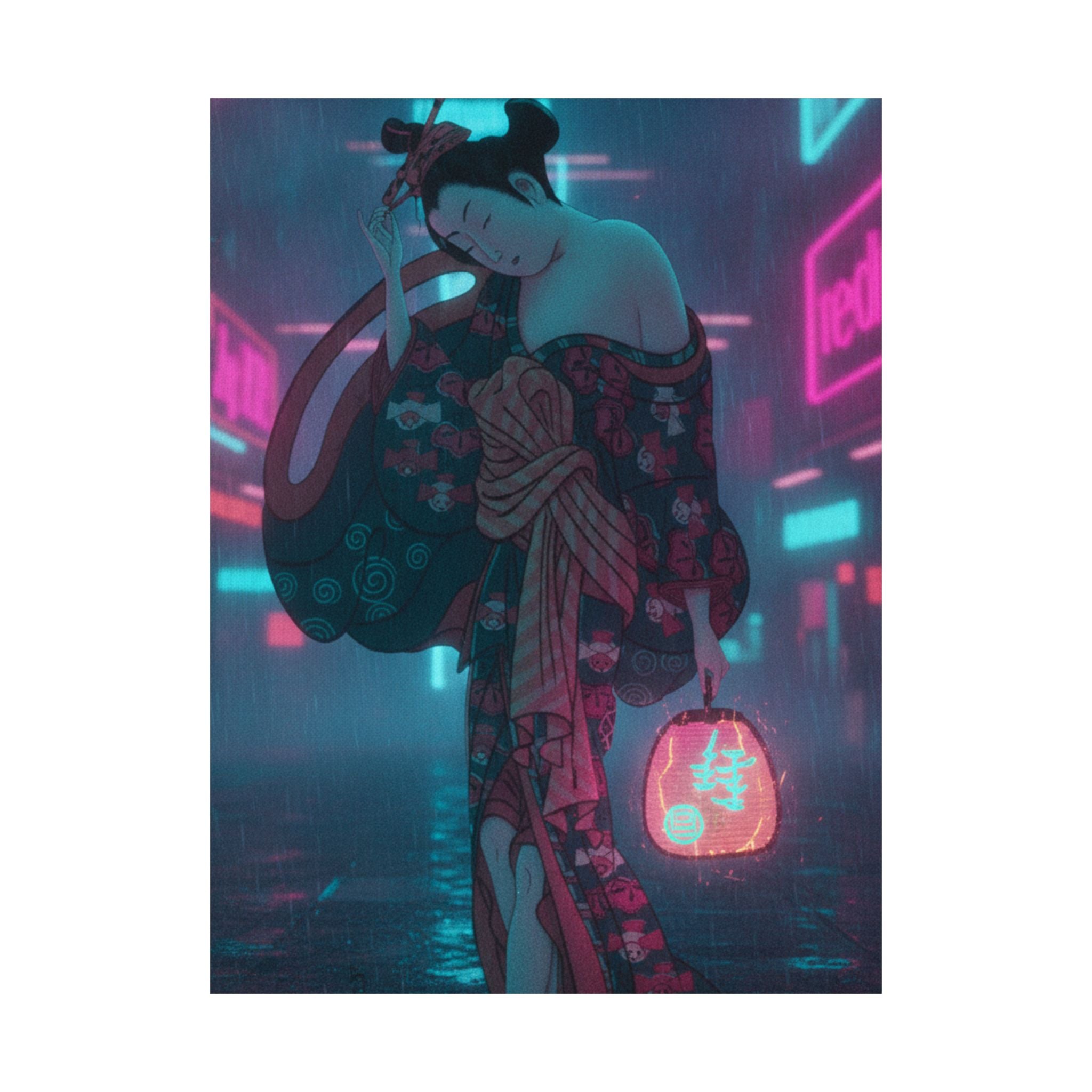 Neon Noir — Summer Willow In The Breeze — Matte Poster