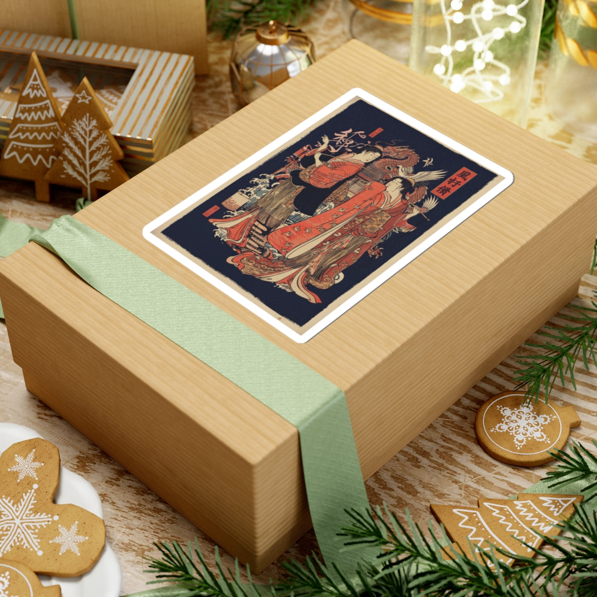 Japanese Street — The Dance Of The Beach Maidens From The Series Brocade Of The East — Kiss-Cut Sticker