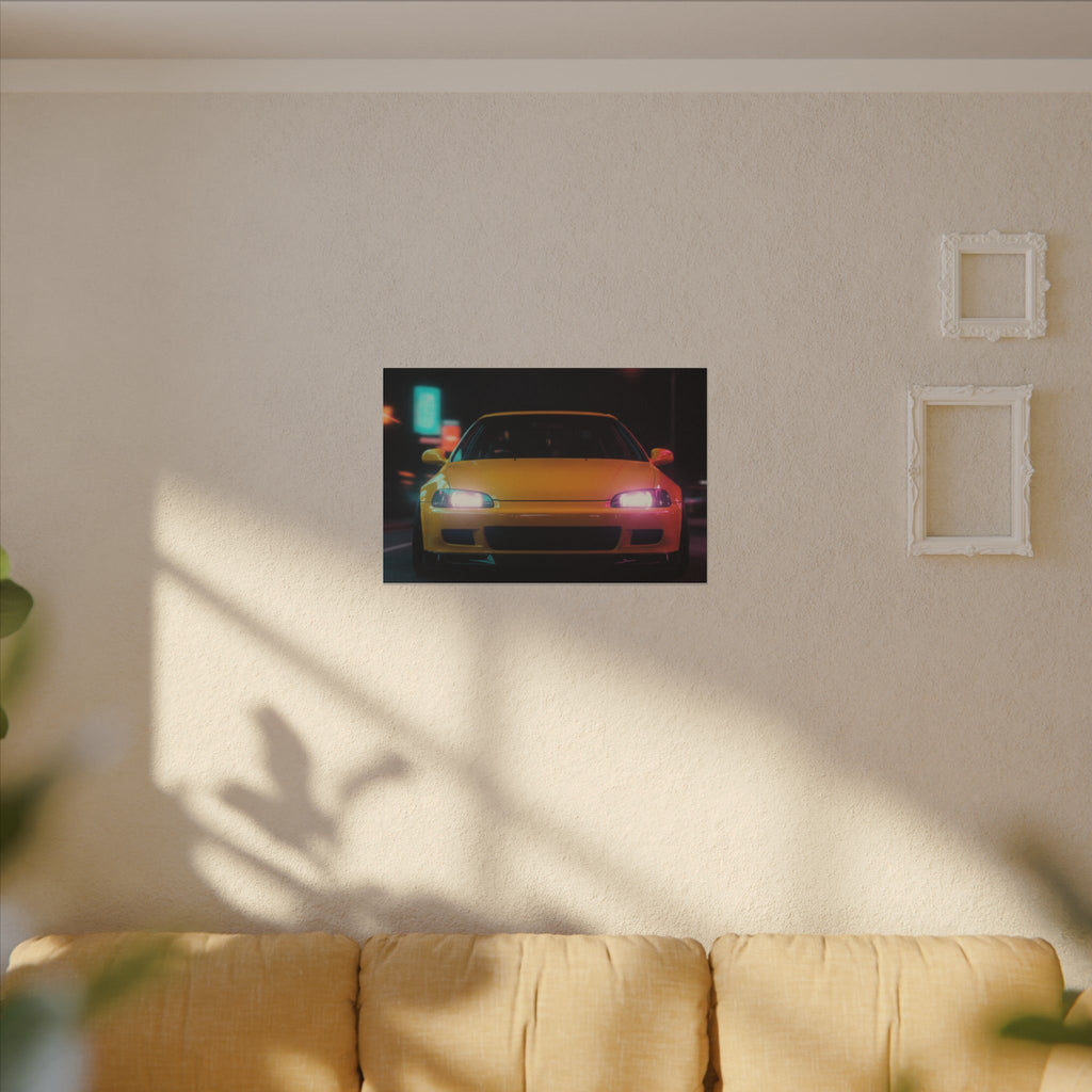 Neon Night JDM Yellow Coupe Street Matte Canvas