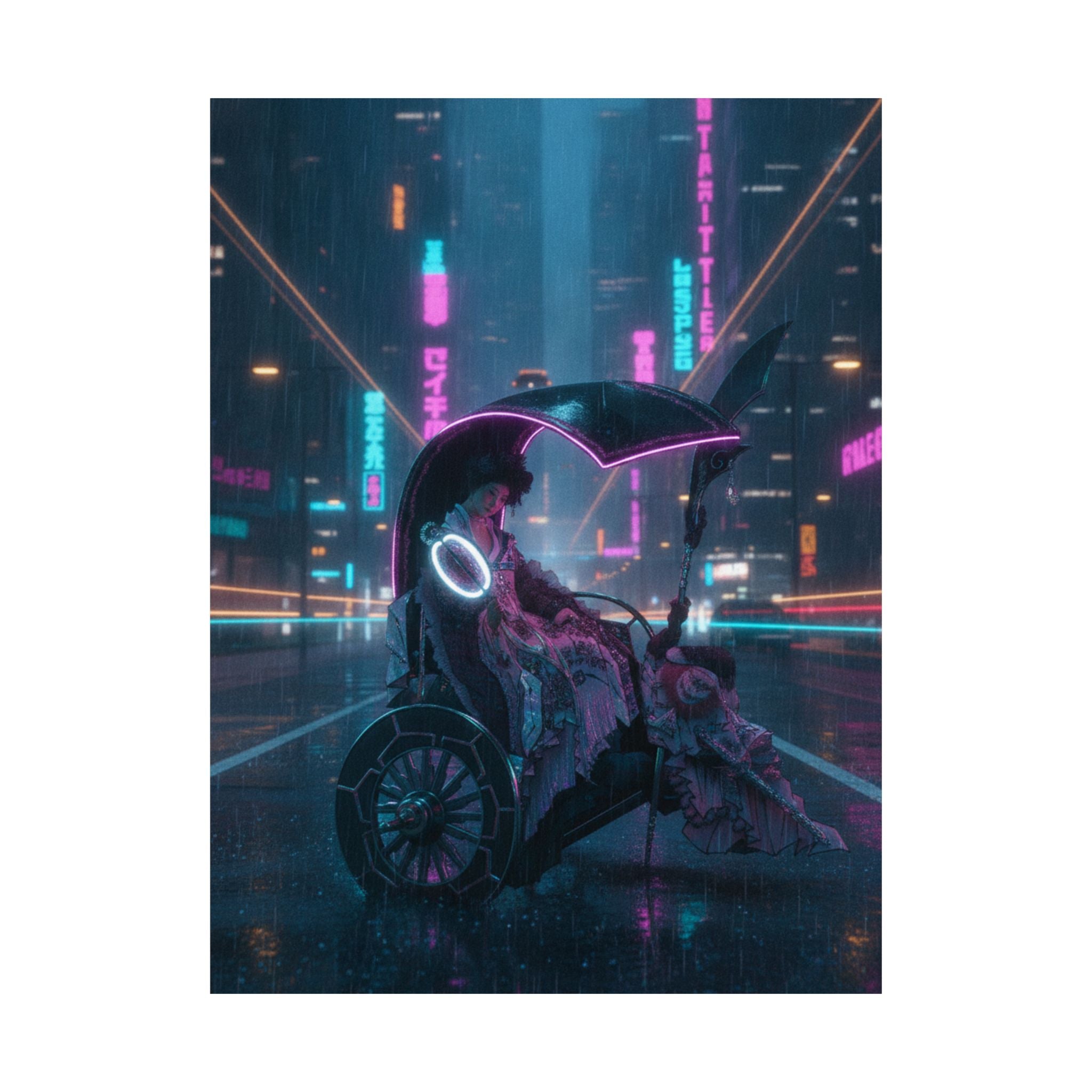 Neon Noir — Lady In A Chariot — Matte Poster