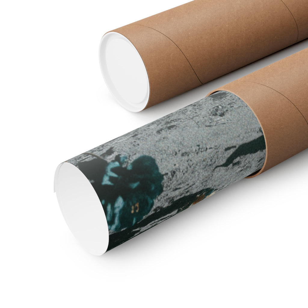 Astronaut Moon Landing in Bloom Surreal Space Poster
