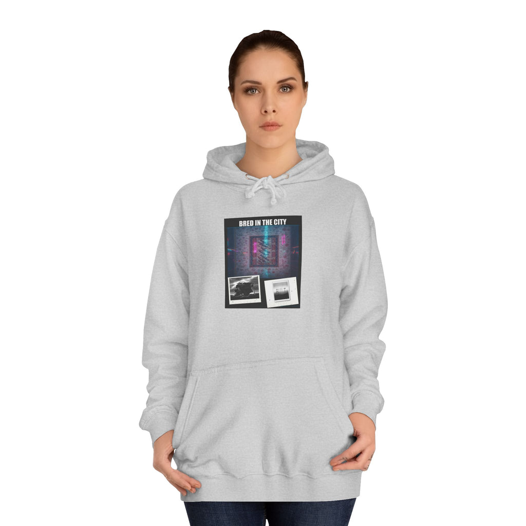 BRED IN THE CITY Purple Neon Collage Hoodie